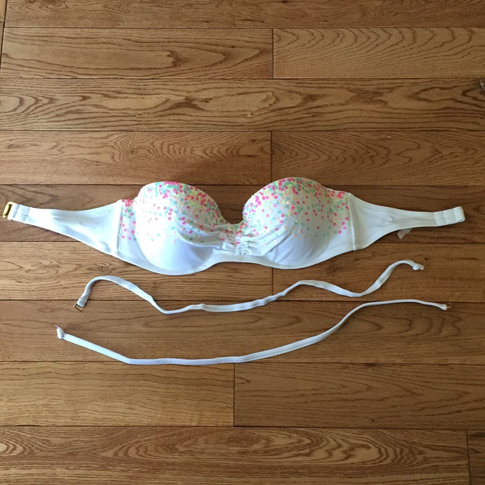Victoria’s Secret white sequin bikini top